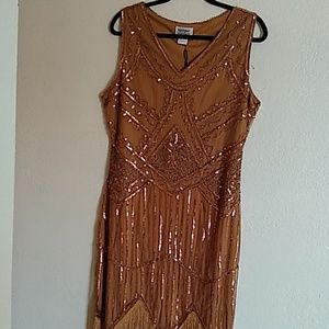 Bronze Sequined Flapper Dress
